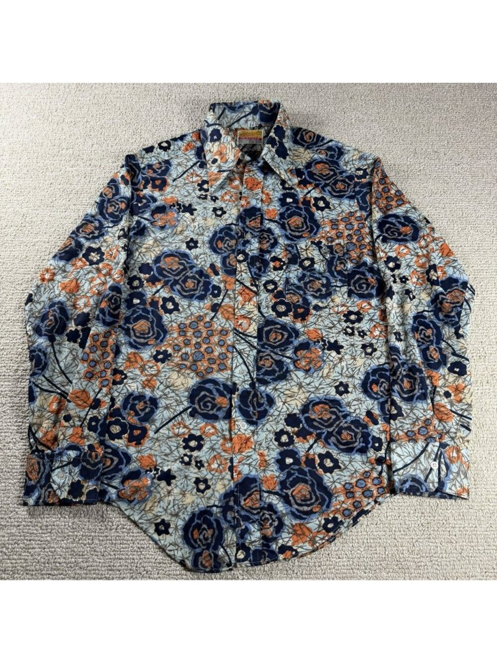 Vintage Zayre Matt Andrews Floral Disco Button Up Shirt Men’s Size L / 16-16.5